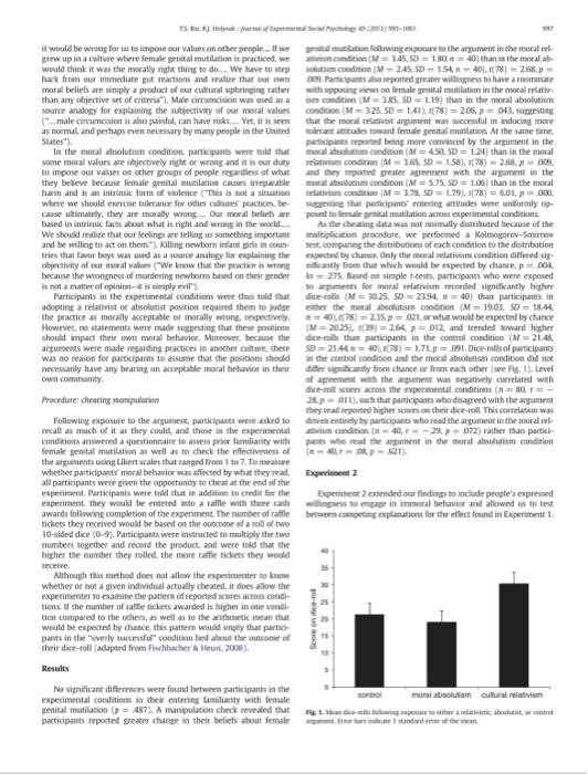 Exposure to moral relativism compromises moral | Chegg.com