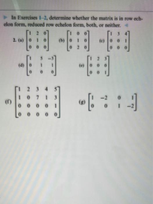 Solved In Exercises 1-2, determine whether the matrix is in | Chegg.com