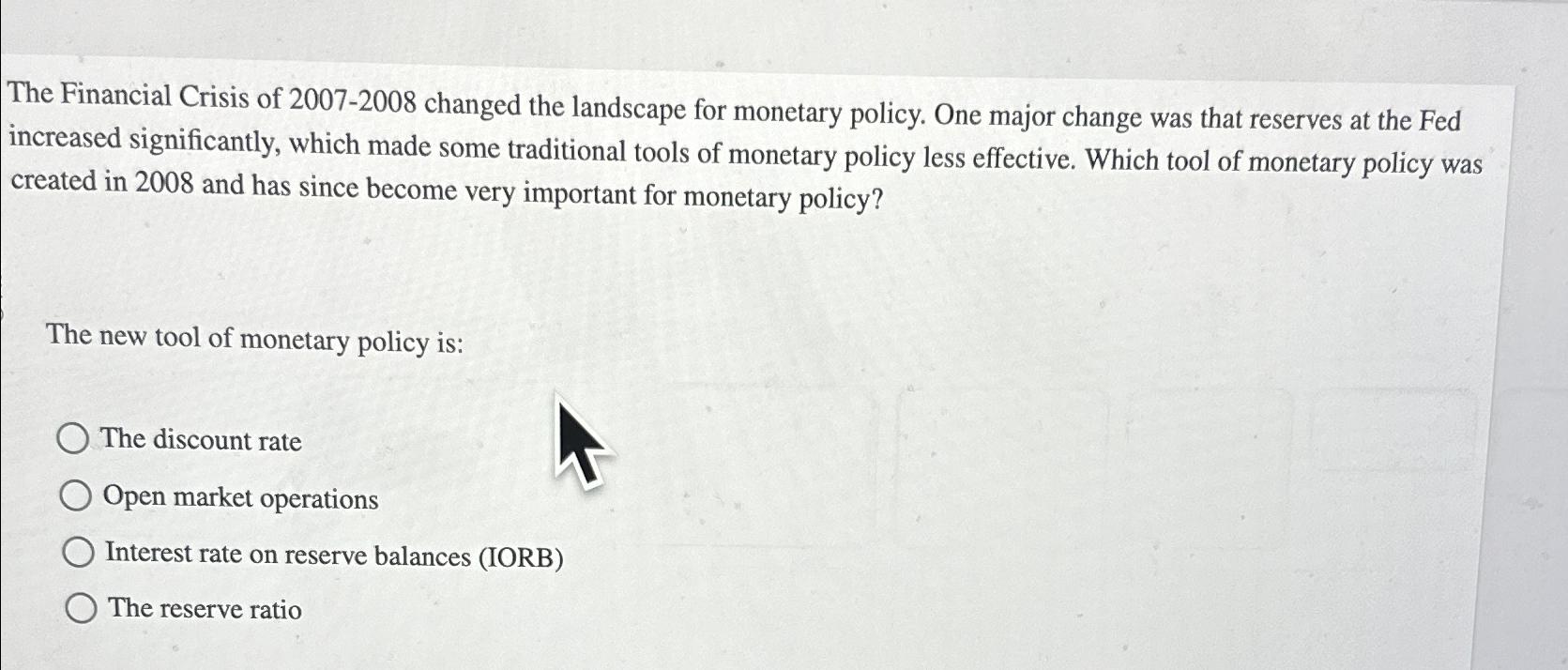 Solved The Financial Crisis of 2007-2008 ﻿changed the | Chegg.com