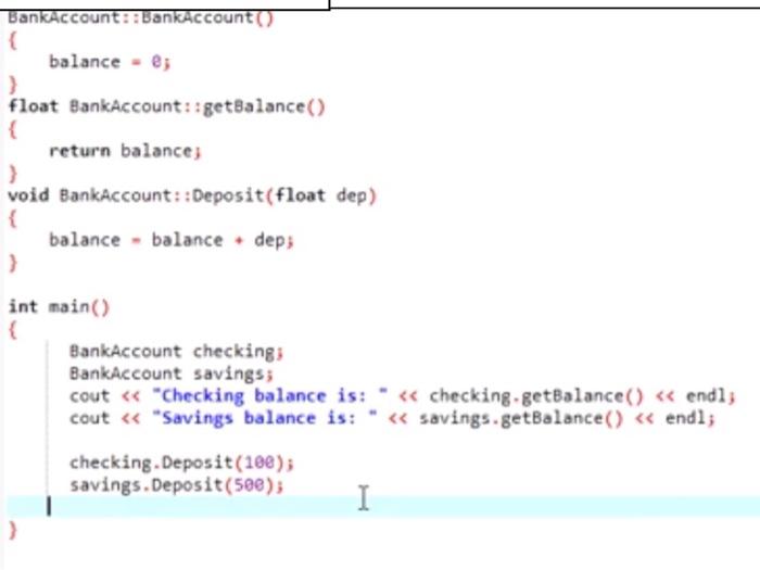 Solved In this example, BankAccount is declared a Class. you | Chegg.com