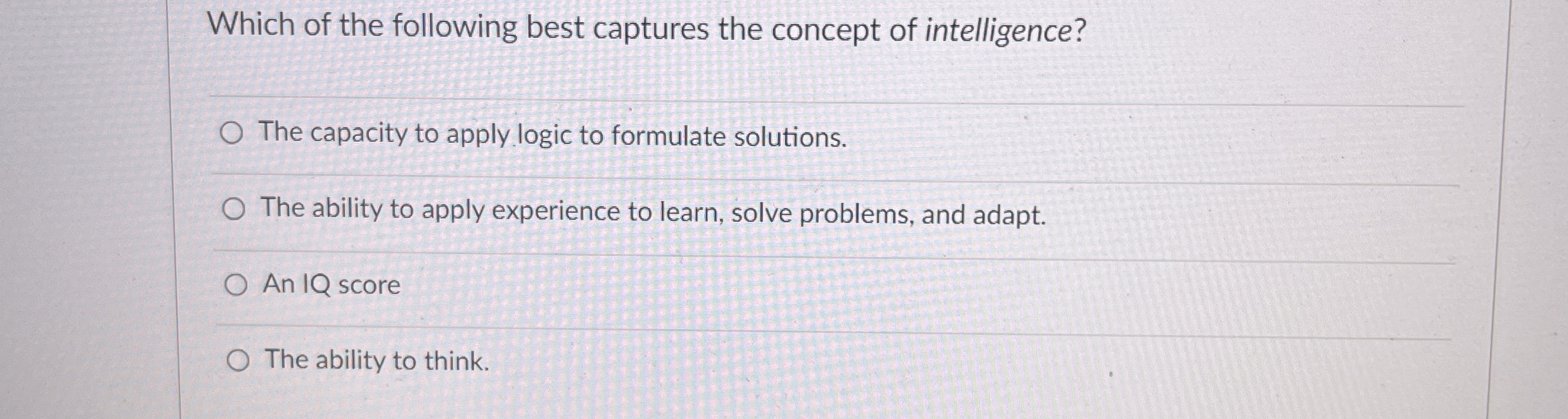 Solved Which of the following best captures the concept of | Chegg.com