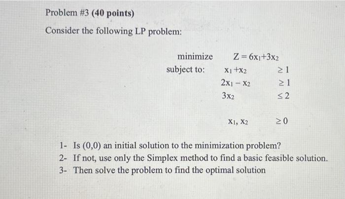 Solved Consider The Following LP Problem: 1- Is (0,0) An | Chegg.com