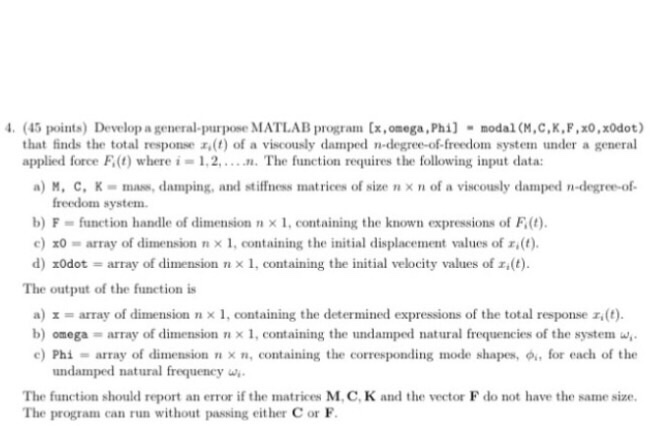 4. (45 points) Develop a general purpose MATLAB | Chegg.com