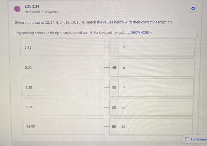 Solved EOC 2.24 Homework - Answered Given a data set as 12, | Chegg.com