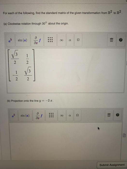 Solved For Each Of The Following Find The Standard Matrix Chegg Solved For Each Of The Following Find The Standard Matrix Chegg