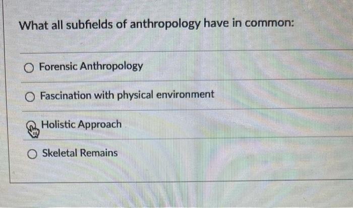 What All Subfields Of Anthropology Have In Common: | Chegg.com