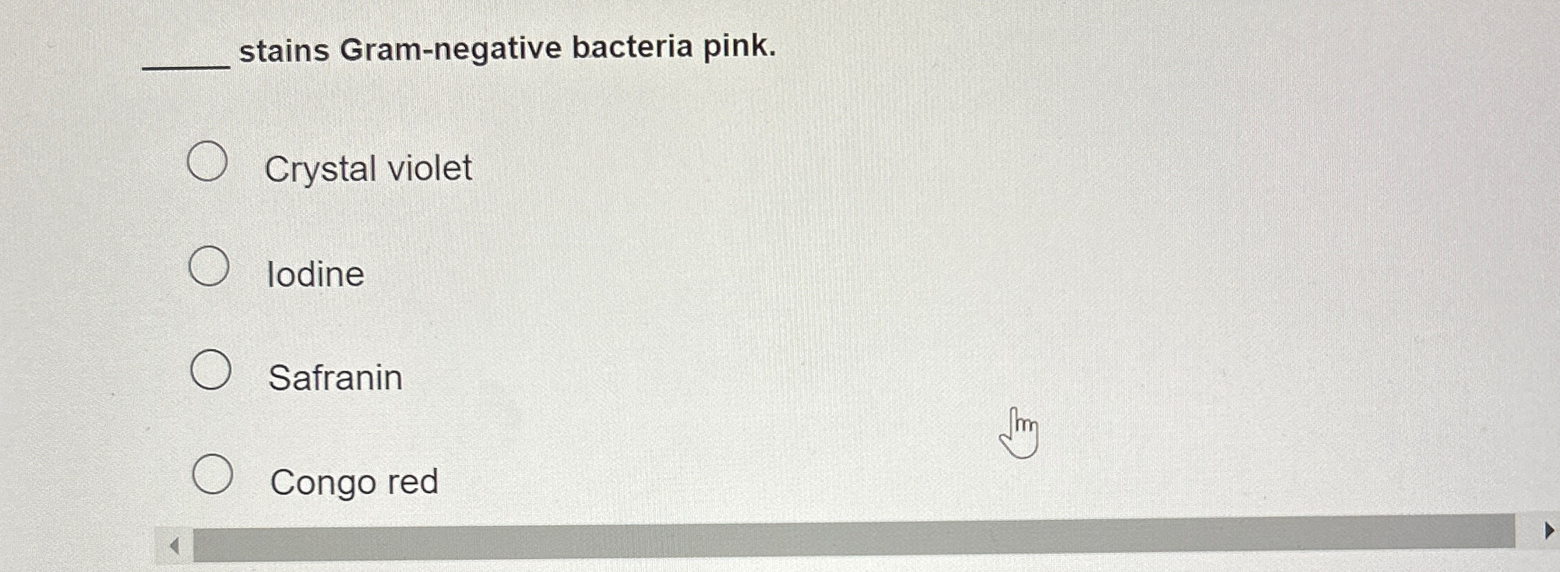 Solved stains Gram-negative bacteria pink.Crystal | Chegg.com