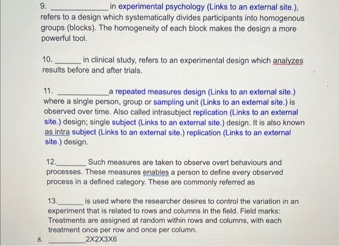 What type of Experimental Design is this? 1. a type | Chegg.com
