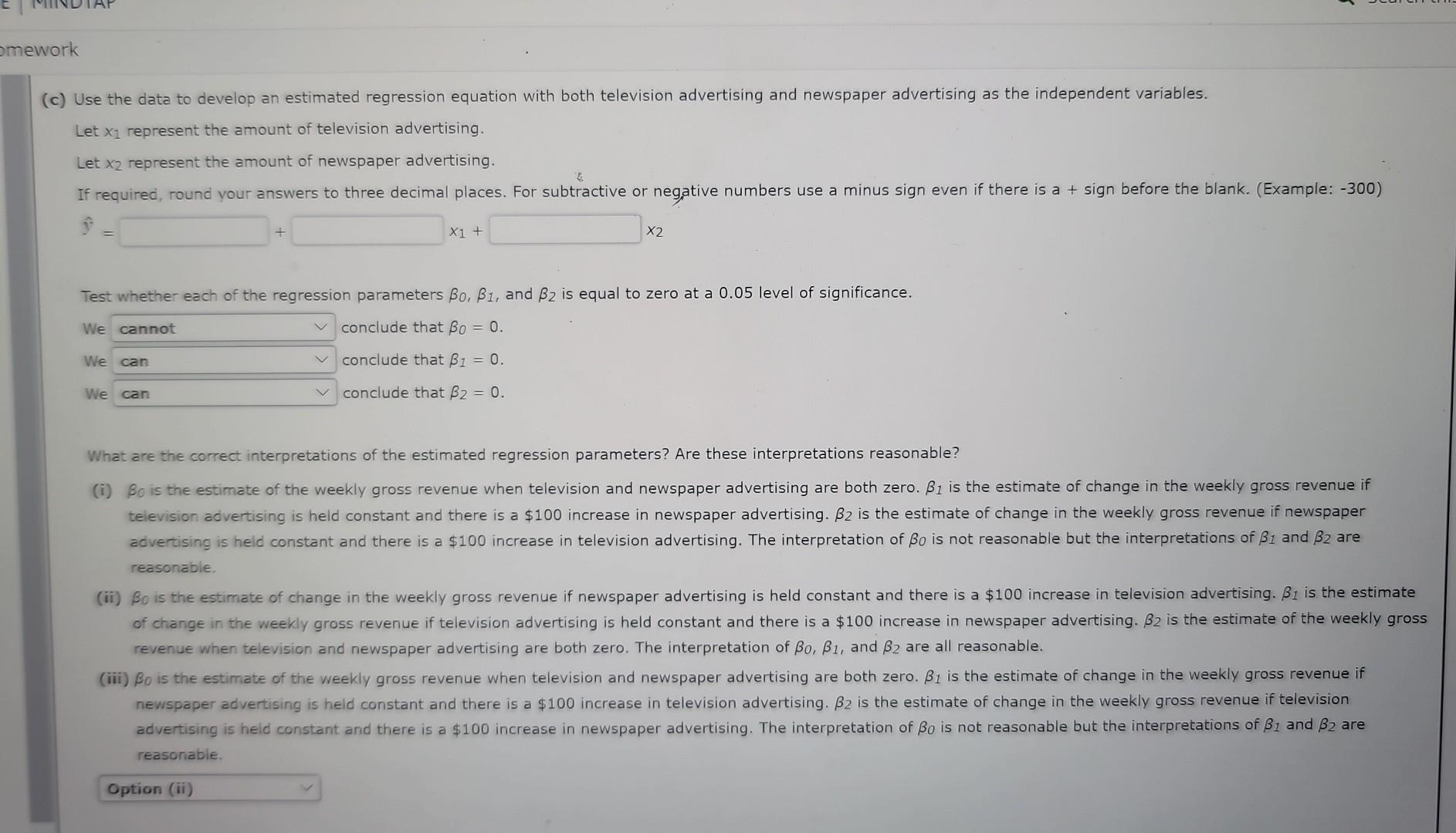Solved Use the data to develop an estimated regression | Chegg.com