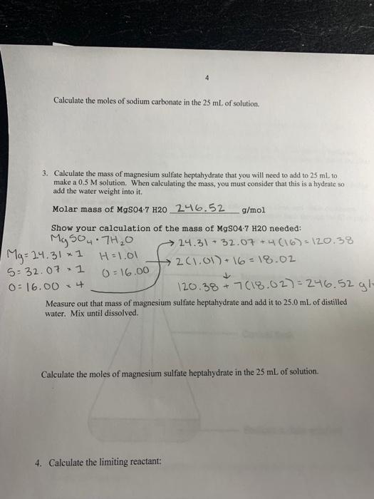 Solved Molar Mass Of Na2co3 105.99 G Mol Show Your 