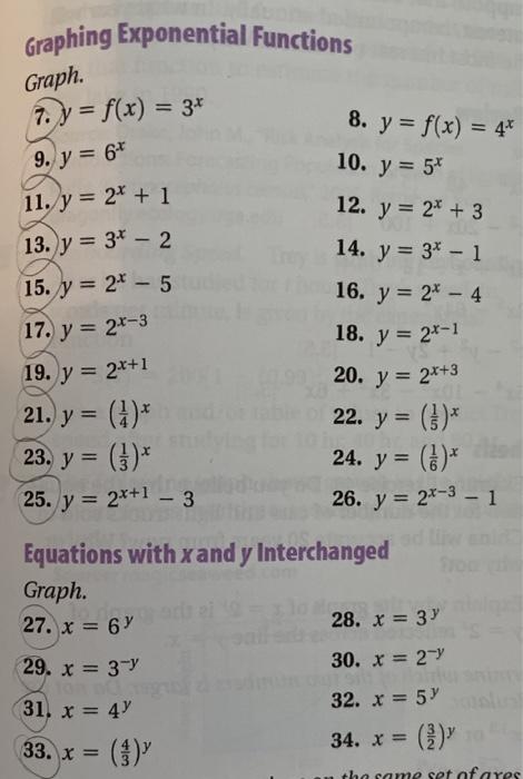 Solved Graphing Exponential Functions Graph 7 Y F X Chegg Com