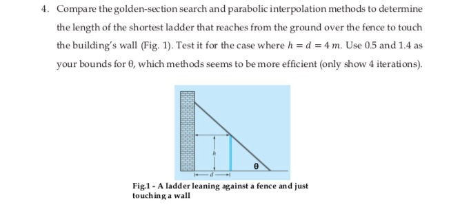 4. Compare the golden-section search and parabolic | Chegg.com