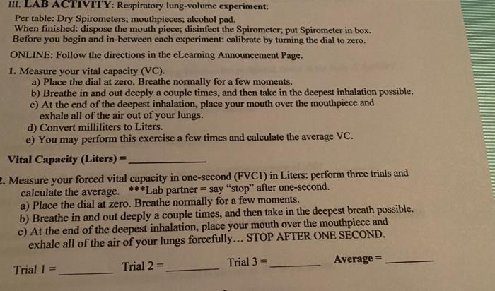 lung volume experiment method