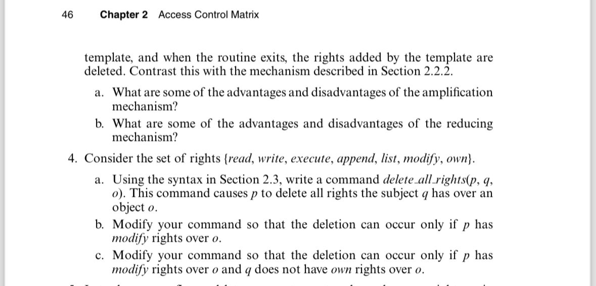 Solved 46Chapter 2 Access Control Matrixtemplate, and when | Chegg.com