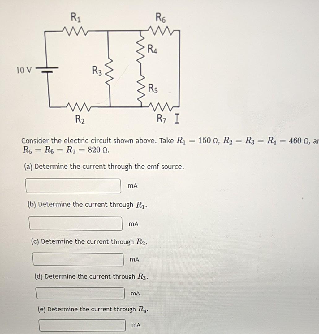 Solved R1 W R6 w R4 10 V R3 RS R2 Rz I Consider the electric | Chegg.com