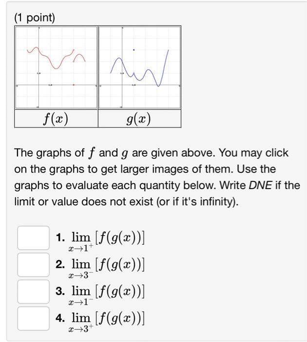 Solved The graphs of f and g are given above. You may click | Chegg.com