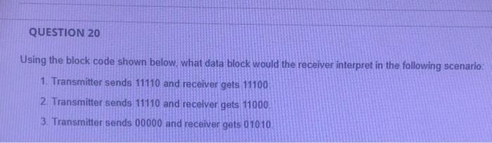 Solved QUESTION 20 Using the block code shown below, what | Chegg.com
