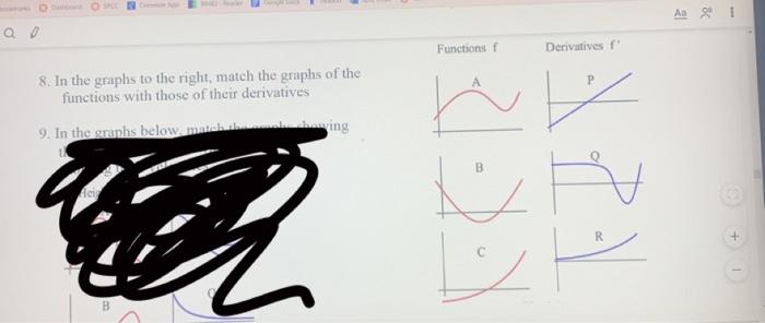 Solved 8. In the graphs to the right, match the graphs of | Chegg.com