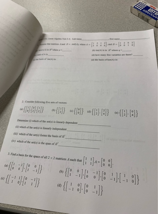 Solved Linear algebra subject please read instruction all | Chegg.com