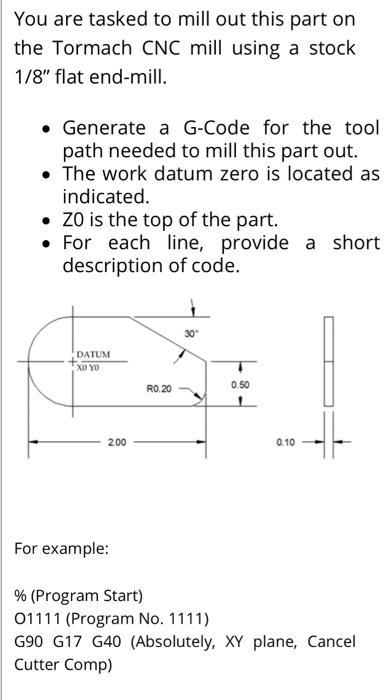 Solved You are tasked to mill out this part on the Tormach | Chegg.com