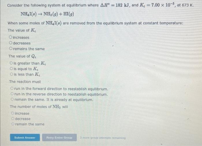 Solved Consider The Following System At Equilibrium Where | Chegg.com