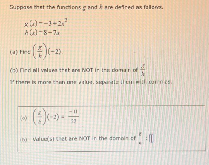 Solved Suppose That The Functions G And H Are Defined As