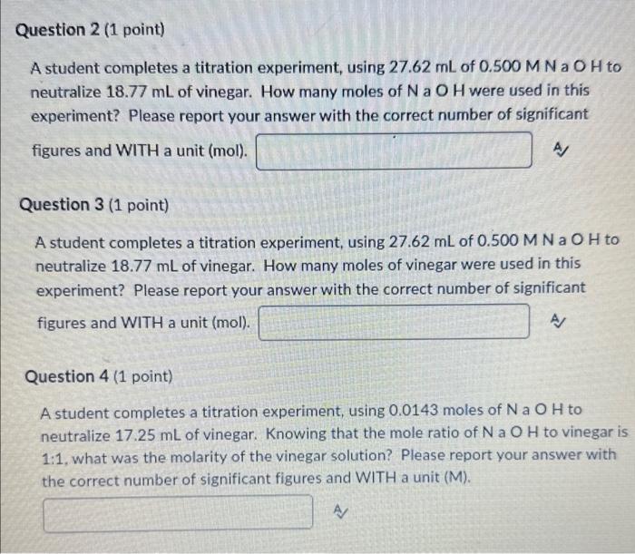 Solved A student completes a titration experiment, using | Chegg.com