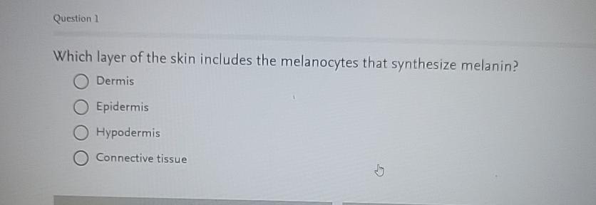 Solved Question 1Which layer of the skin includes the | Chegg.com