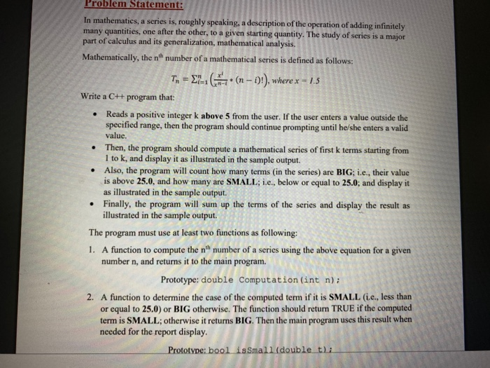 Solved Problem Statement: In mathematics, a series is, | Chegg.com