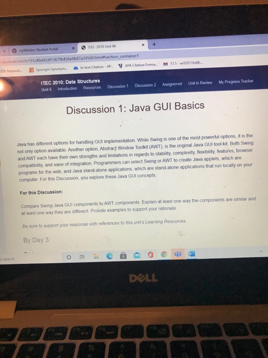 Compare Swing Java GUI components to AWT components. | Chegg.com