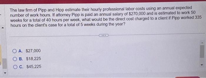 Solved The law firm of Pipp and Hipp estimate their hourly | Chegg.com