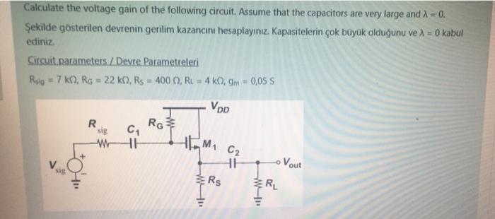 Solved Calculate the voltage gain of the following circuit. | Chegg.com
