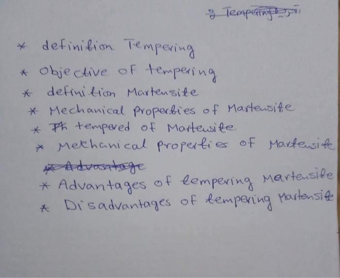 Solved definition Tempering*Objective of tempering