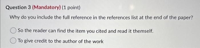 Why do you include the full reference in the | Chegg.com