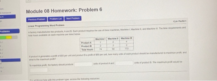 Solved Module 08 Homework: Problem 6 B Home Previous Problem | Chegg.com