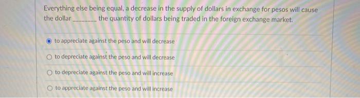 Solved Everything else being equal, a decrease in the supply | Chegg.com