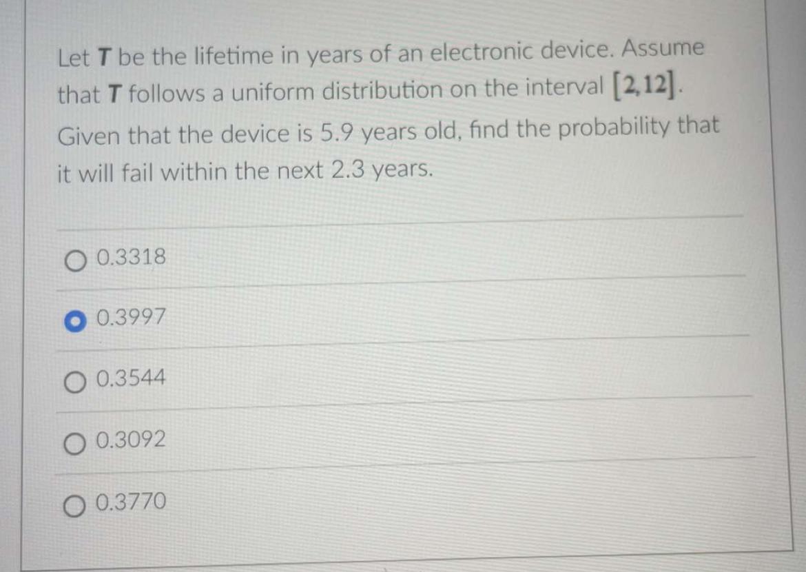 Solved Let T ﻿be the lifetime in years of an electronic | Chegg.com