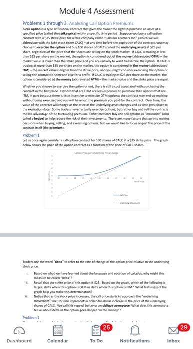 Problems 1 through 3: Analyzing Call Option Premium A | Chegg.com