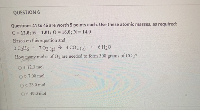 Solved Question 6 Questions 41 To 46 Are Worth 5 Points Chegg Com Solved Question 6 Questions 41 To 46 Are Worth 5 Points Chegg Com