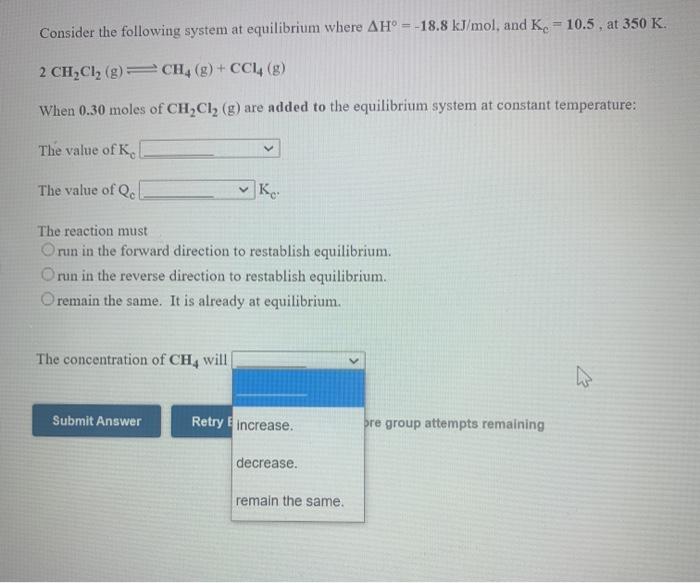 Solved Consider the following system at equilibrium where AH | Chegg.com