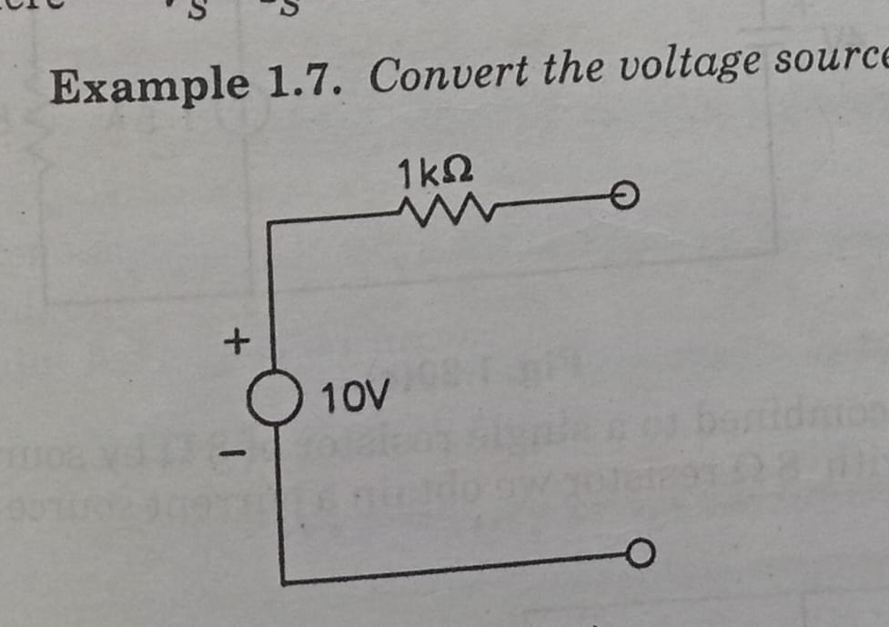 Solved Example 1.7. ﻿Convert the voltage source into current | Chegg.com