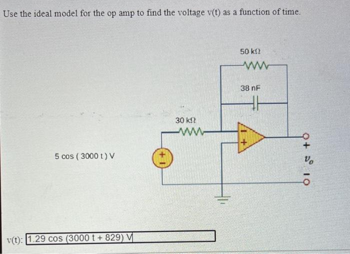Solved Use the ideal model for the op amp to find the | Chegg.com