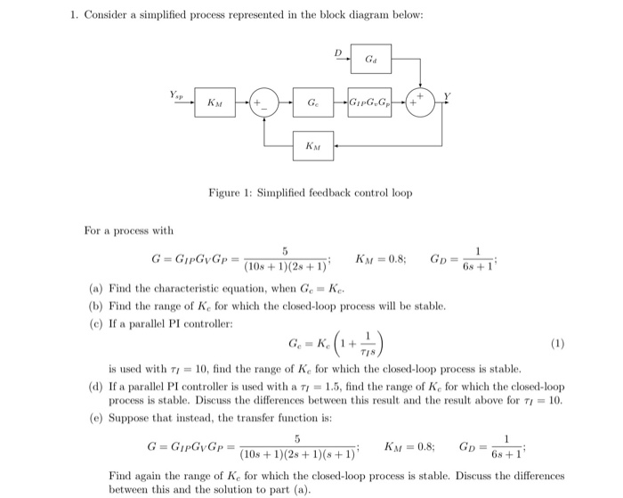 Solved 1. Consider a simplified process represented in the | Chegg.com