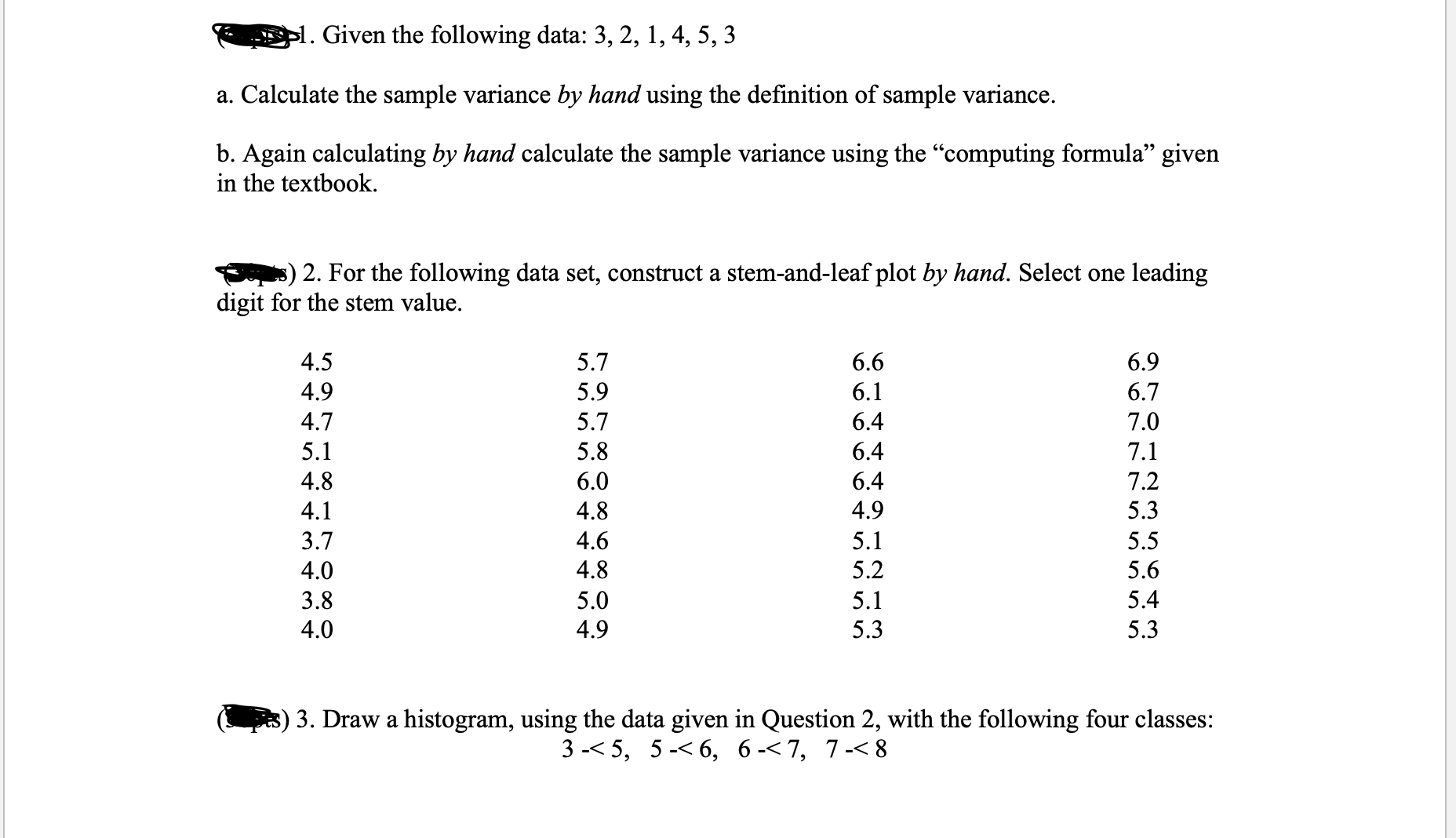 Solved . ﻿Given the following data: 3,2,1,4,5,3a. ﻿Calculate | Chegg.com