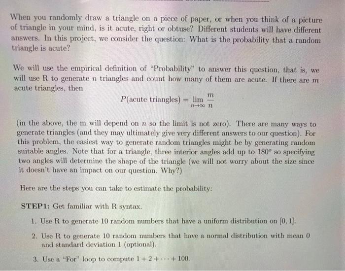 Probability of a Random Triangle Being Acute