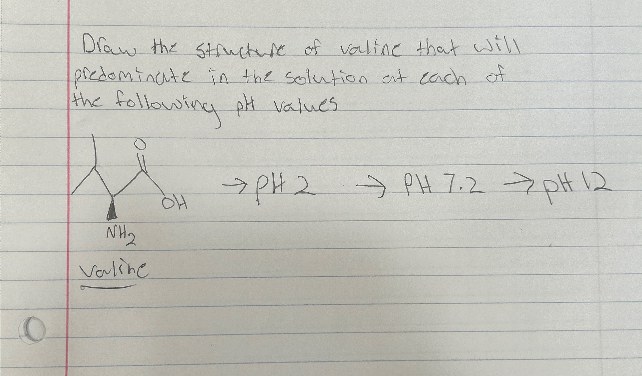 Solved Draw the structure of valine that will predominate in | Chegg.com