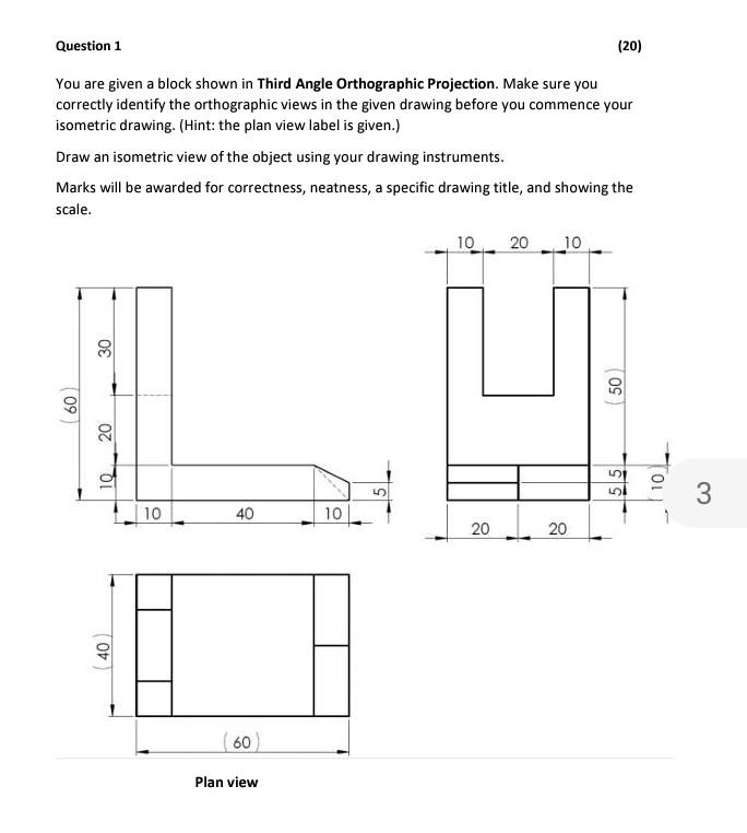 Solved Question 1 (20) You are given a block shown in Third | Chegg.com