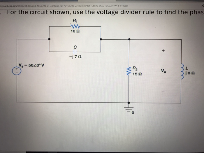 Solved 4. For the circuit shown, use the voltage divider | Chegg.com