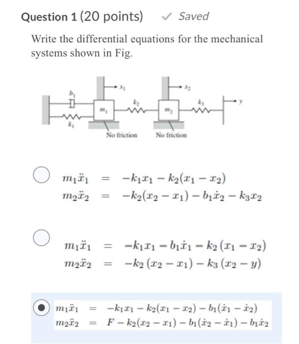 Solved Question 1 (20 points) Saved Write the differential | Chegg.com