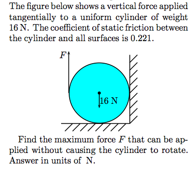 Solved The figure below shows a vertical force applied | Chegg.com